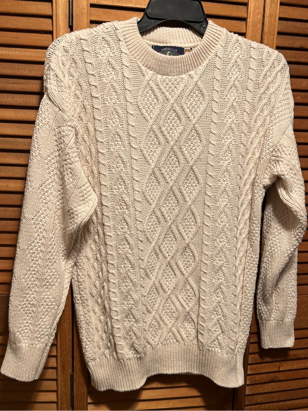 American Creations Cream Cable Knit Mockneck Sweater